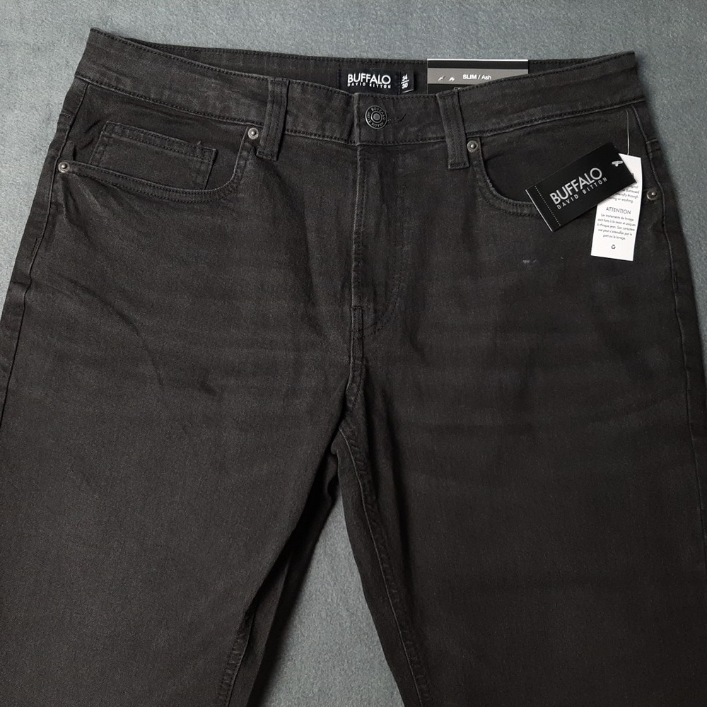NEW Buffalo David Bitton Jeans Mens 34x30 Black Denim Slim Ash Straight Leg $109